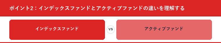 ポイント2:インデックスファンドとアクティブファンドの違いを理解する