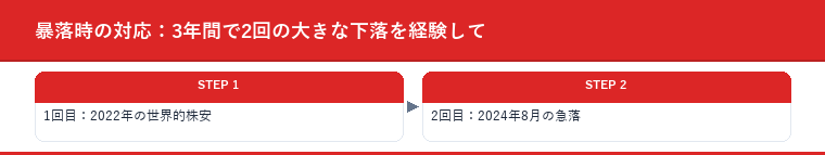 暴落時の対応:3年間で2回の大きな下落を経験して